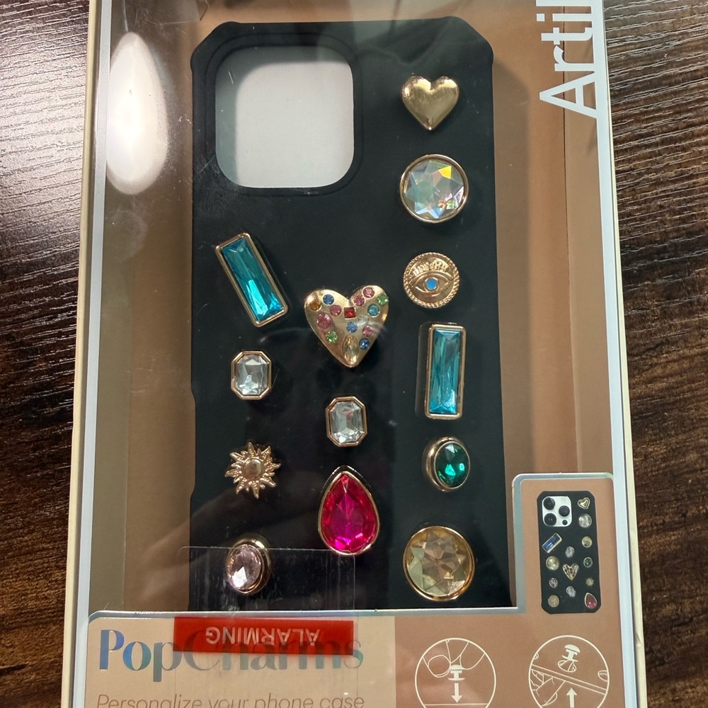 Black Decorative Phone Case with Multicolor Accents for IPhone 16 Pro Max